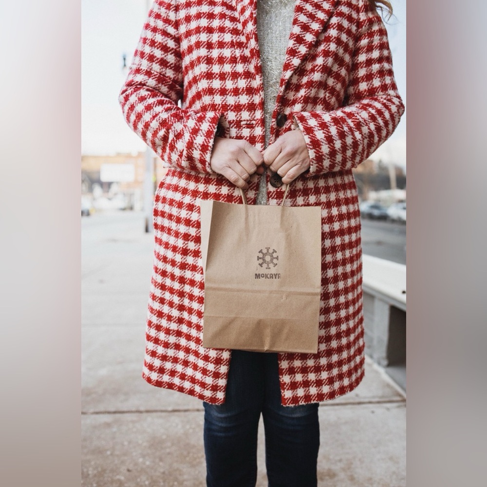 Boden Eastbourne Wool Blend Houndstooth Coat Red Cream UK 14L / US 10L - Picture 15 of 16